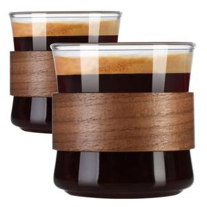 PARACITY Set of 2 Espresso Cups with Wooden Ring