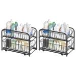 SONGMICS Set of 2 Cupboard Organiser, 2-Tier Under Sink Storage Organiser with Sliding Basket Drawers, Stackable Cabinet Organiser for Kitchen, Bathroom, Ink Black KCS017B02V1