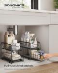 SONGMICS Set of 2 Cupboard Organiser, 2-Tier Under Sink Storage Organiser with Sliding Basket Drawers, Stackable Cabinet Organiser for Kitchen, Bathroom, Ink Black KCS017B02V1