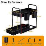 GEMWON Under Sink Storage Kitchen Organiser, 2 Tier Sliding Kitchen Storage Under Sink shelf, Multi-Purpose Organisation for Bathroom, Bottom Slide Out Basket Black