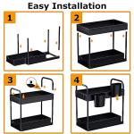GEMWON Under Sink Storage Kitchen Organiser, 2 Tier Sliding Kitchen Storage Under Sink shelf, Multi-Purpose Organisation for Bathroom, Bottom Slide Out Basket Black