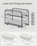 SONGMICS Set of 2 Cupboard Organiser, 2-Tier Under Sink Storage Organiser with Sliding Basket Drawers, Stackable Cabinet Organiser for Kitchen, Bathroom, Ink Black KCS017B02V1