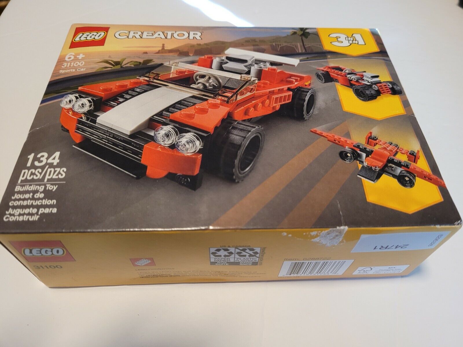 LEGO Creator 3in1 Sports Car Toy 31100 Building Kit, New 2020 (134 Pieces)