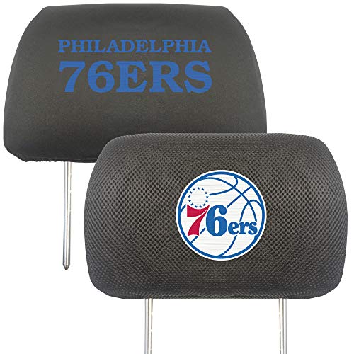 FANMATS 25076 Philadelphia 76ers Embroidered Head Rest Cover Set - 2 Pieces