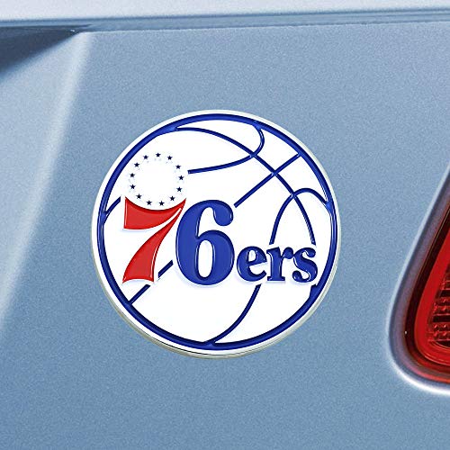 FANMATS 25075 Philadelphia 76ers 3D Color Metal Emblem, Diecut Team Logo Auto Emblem