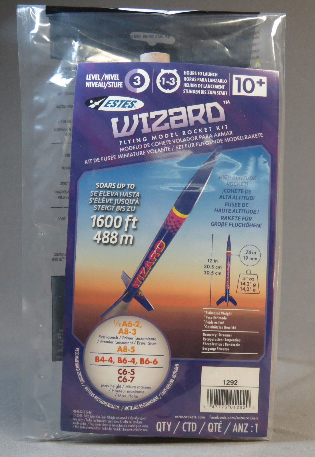 Estes 1292 Wizard Flying Model Rocket Kit