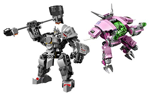 LEGO Overwatch D.Va and Reinhardt 75973 Mech Building Kit with popular Overwatch Character Minifigures and Buildable Rocket Hammer (455 Pieces)
