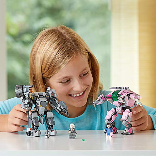 LEGO Overwatch D.Va and Reinhardt 75973 Mech Building Kit with popular Overwatch Character Minifigures and Buildable Rocket Hammer (455 Pieces)