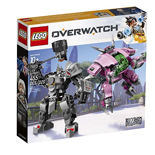 LEGO Overwatch D.Va and Reinhardt 75973 Mech Building Kit with popular Overwatch Character Minifigures and Buildable Rocket Hammer (455 Pieces)