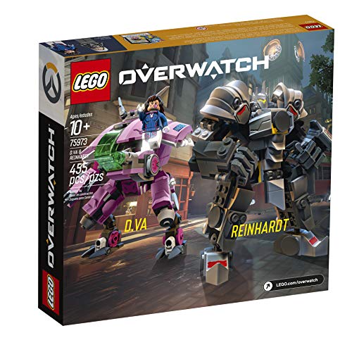 LEGO Overwatch D.Va and Reinhardt 75973 Mech Building Kit with popular Overwatch Character Minifigures and Buildable Rocket Hammer (455 Pieces)