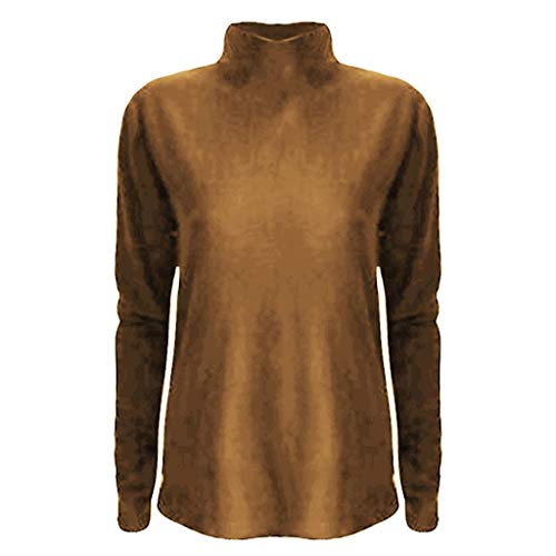 Fitfulvan Women's Turtleneck Slim Long Sleeve Top Fashion Solid Color Elegant Pullover