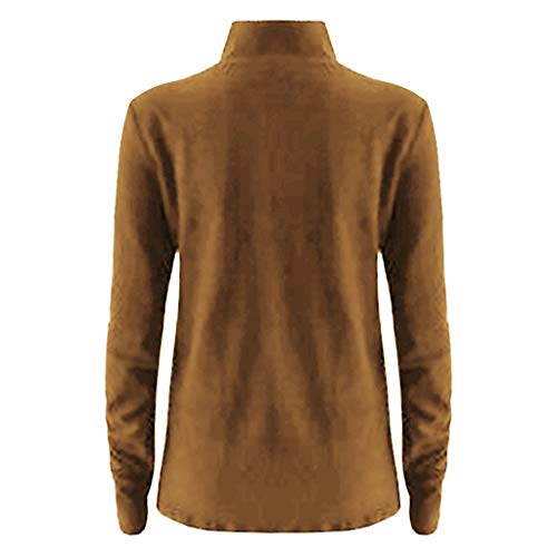 Fitfulvan Women's Turtleneck Slim Long Sleeve Top Fashion Solid Color Elegant Pullover