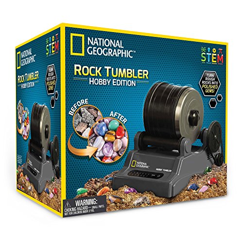 NATIONAL GEOGRAPHIC Hobby Rock Tumbler Kit - Includes Rough Gemstones, 4 Polishing Grits, Jewelry Fastenings and Detailed Learning Guide - Great STEM Science Kit for Mineralogy and Geology Enthusiasts