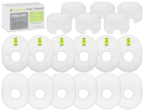 GreenVacShop Shark Rocket HV292, HV300, HV300W, HV301, HV302, HV303, HV305, HV308, HV310, UV450 Replacement Filter Set, 12 Pre-Filters (6 Foam+6 Felt) and 6 Post-Filters, Replaces Shark Part# XFFV300