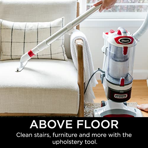 Shark Rotator Professional Upright Corded Bagless Vacuum for Carpet and Hard Floor with Lift-Away Hand Vacuum and Anti-Allergy Seal (NV501), White with Red Chrome