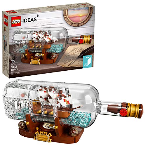 LEGO Ideas Ship in a Bottle 21313 Expert Building Kit, Snap Together Model Ship, Collectible Display Set and Toy for Adults (962 Pieces)