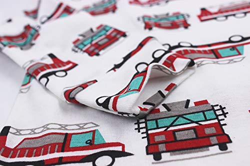 ZEBZOO Pajamas for Boys Little Kid Jammies Briefs Set 5-Piece Sleepwear 100% Cotton Underwear Children Tops Pants Size 12 Fire Engine