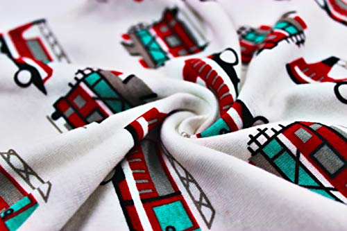 ZEBZOO Pajamas for Boys Little Kid Jammies Briefs Set 5-Piece Sleepwear 100% Cotton Underwear Children Tops Pants Size 12 Fire Engine