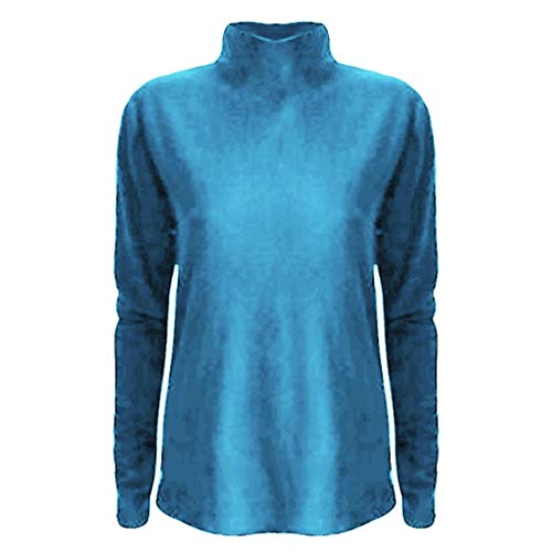 Fitfulvan Women's Turtleneck Slim Long Sleeve Top Fashion Solid Color Elegant Pullover Blue
