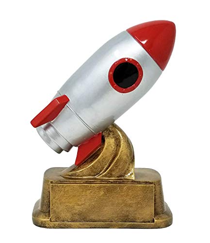 Decade Awards Rocket Ship Trophy - Classic Spacecraft Award - 6 Inch Tall - Engraved Plate on Request