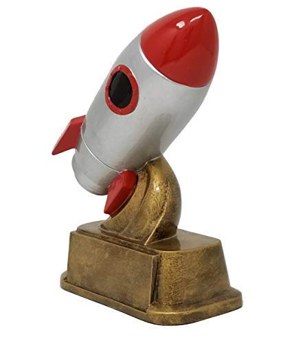 Decade Awards Rocket Ship Trophy - Classic Spacecraft Award - 6 Inch Tall - Engraved Plate on Request