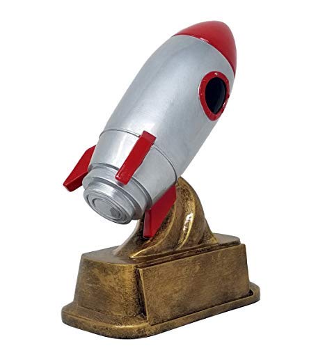 Decade Awards Rocket Ship Trophy - Classic Spacecraft Award - 6 Inch Tall - Engraved Plate on Request
