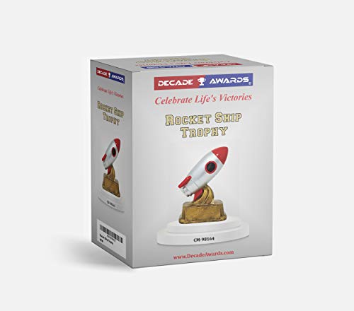 Decade Awards Rocket Ship Trophy - Classic Spacecraft Award - 6 Inch Tall - Engraved Plate on Request