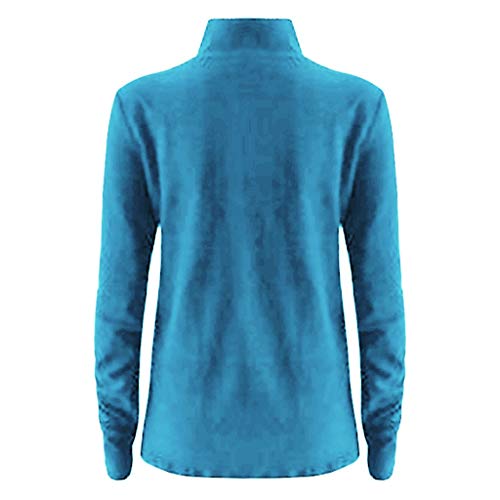 Fitfulvan Women's Turtleneck Slim Long Sleeve Top Fashion Solid Color Elegant Pullover Blue