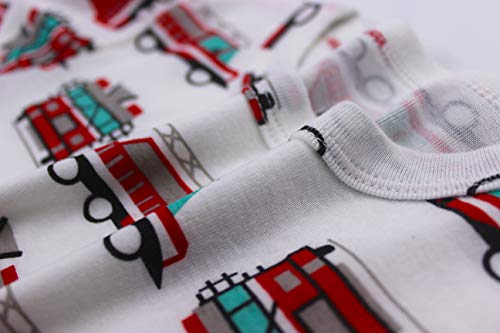 ZEBZOO Pajamas for Boys Little Kid Jammies Briefs Set 5-Piece Sleepwear 100% Cotton Underwear Children Tops Pants Size 6 Fire Engine