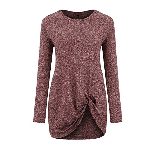 WUAI 2018, Womens Casual Shirts Long Sleeve O-Neck Loose Fit Fashion Solid Running Athletic Tops（Pink,Size S