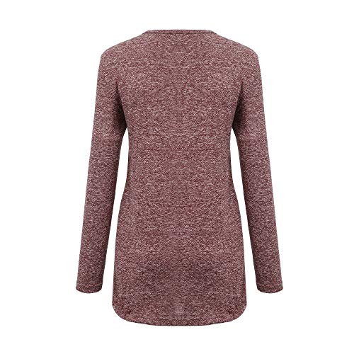 WUAI 2018, Womens Casual Shirts Long Sleeve O-Neck Loose Fit Fashion Solid Running Athletic Tops（Pink,Size S