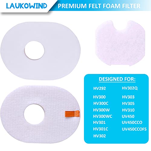 Laukowind for Shark Rocket HV300 HV301 HV300W HV302 HV305 HV310 UV450 Shark XFFV300 Rocket Foam Felt Filter Kit 2 Pack Vacuum Filters Filter Kit
