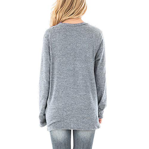 Women's Comfy Casual Short Sleeve Side Twist Knotted Tops Blouse Tunic T Shirts（Grey,Size XL