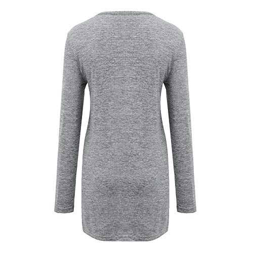 Women's Comfy Casual Short Sleeve Side Twist Knotted Tops Blouse Tunic T Shirts（Grey,Size XL