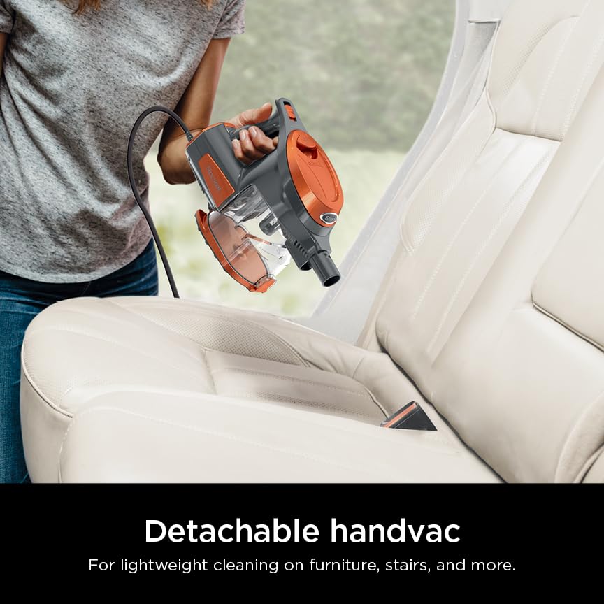Shark Rocket Ultra-Light Corded Bagless Vacuum for Carpet and Hard Floor Cleaning with Swivel Steering and Car Detail Set (HV302), Gray/Orange