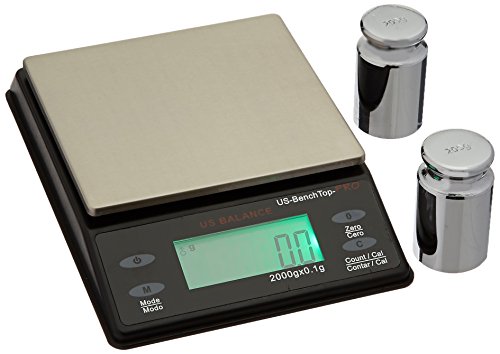 US BALANCE Backlit LCD Display Table Scale, 2000 x 0.1gm, Black