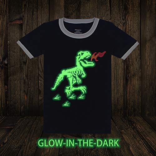 ZEBZOO Pajamas for Boys Little Kid Jammies Briefs Set 5-Piece Sleepwear 100% Cotton Underwear Children Tops Pants Size 12 Dinosaur