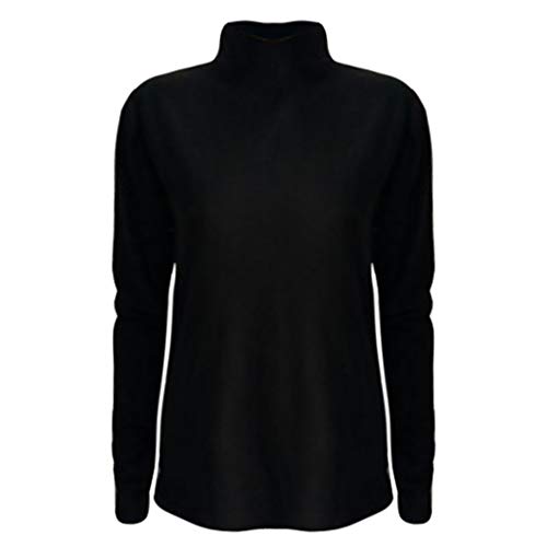 Fitfulvan Women's Turtleneck Slim Long Sleeve Top Fashion Solid Color Elegant Pullover Black