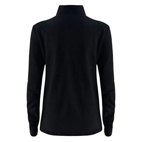 Fitfulvan Women's Turtleneck Slim Long Sleeve Top Fashion Solid Color Elegant Pullover Black