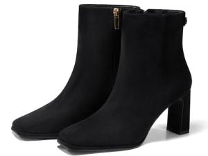 Coutgo Women's Black Square Toe Ankle Boots, Size 8.5
