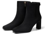 Coutgo Women's Black Square Toe Ankle Booties