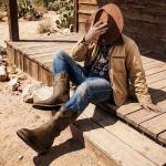 Men's Brown Square Toe Cowboy Boots - Vegan Leather