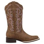 Women's Wide Square Toe Western Cowboy Boots - Brown