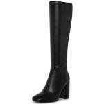 SOVANYOU Black Leather Knee High Square Toe Boots
