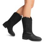 DREAM PAIRS Black Embroidered Square Toe Cowboy Boots