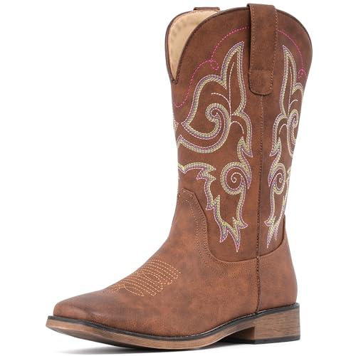 Women's Embroidered Mid-Calf Square Toe Cowboy Boots