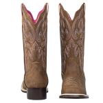 Women's Wide Square Toe Western Cowboy Boots - Brown