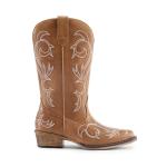 DREAM PAIRS Women's Tan Square Toe Cowboy Boots