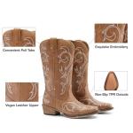 DREAM PAIRS Women's Tan Square Toe Cowboy Boots