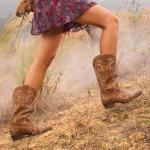 DREAM PAIRS Women's Tan Square Toe Cowboy Boots